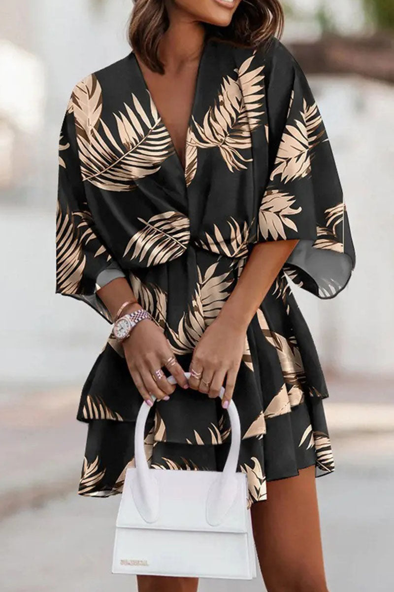 Vestidos casuales con cuello en V y estampado de patchwork (5 colores)