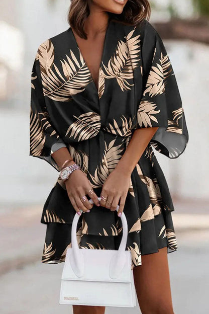 Vestidos casuales con cuello en V y estampado de patchwork (5 colores)
