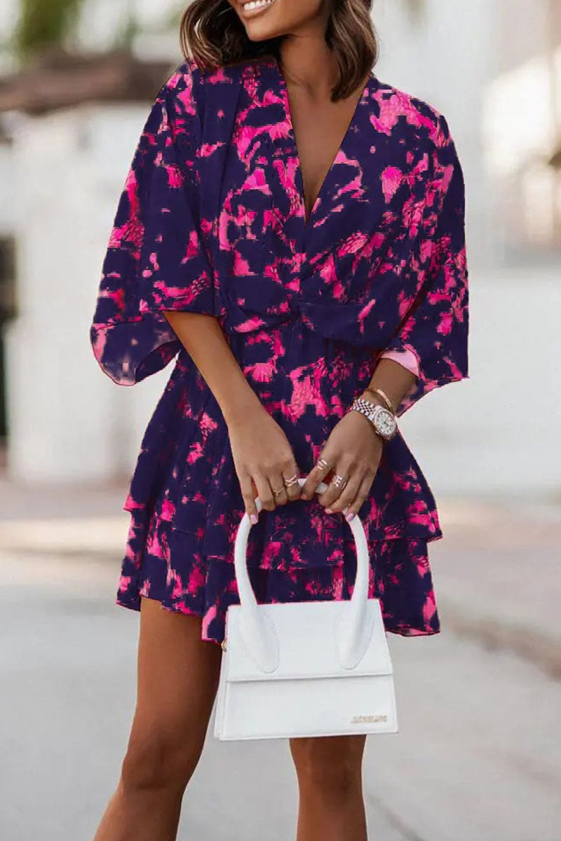 Vestidos casuales con cuello en V y estampado de patchwork (5 colores)