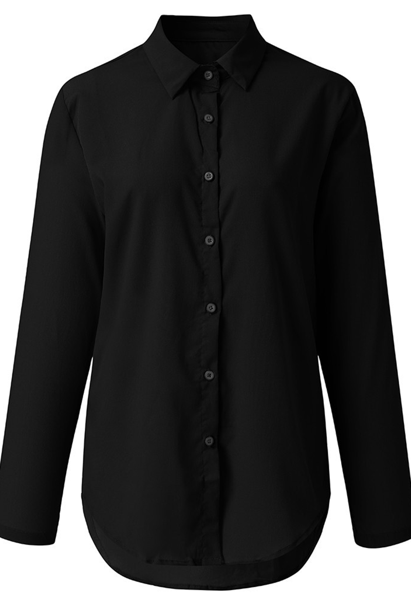 Blusas casuales de cuello vuelto con parches lisos (8 colores)