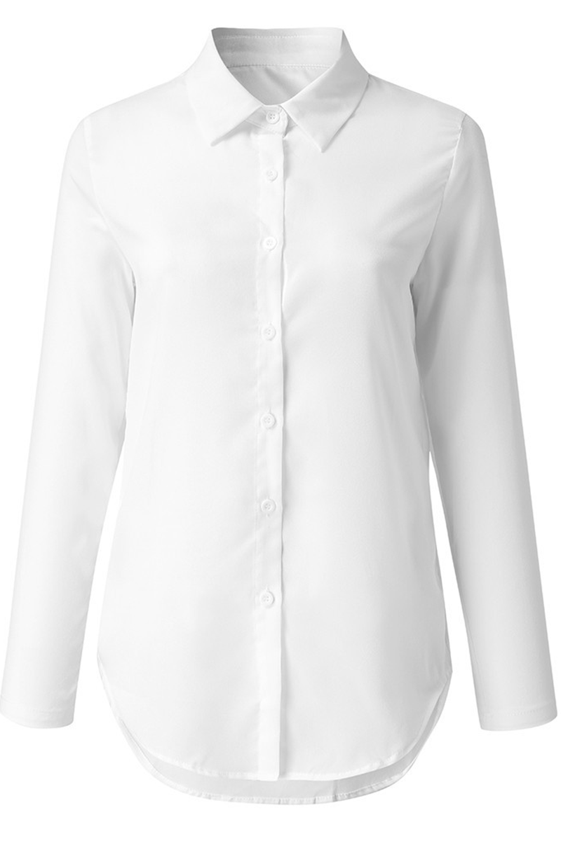 Blusas casuales de cuello vuelto con parches lisos (8 colores)