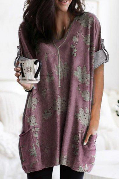 Vestidos rectos con cuello en V y estampado de patchwork (5 colores)