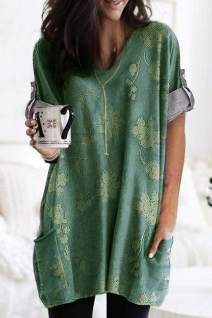 Vestidos rectos con cuello en V y estampado de patchwork (5 colores)