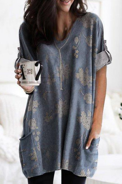 Vestidos rectos con cuello en V y estampado de patchwork (5 colores)