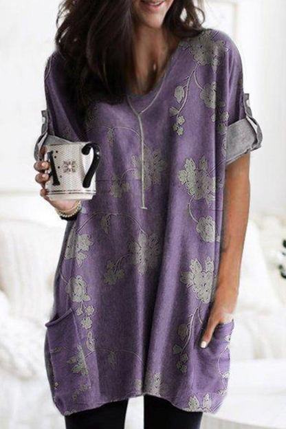 Vestidos rectos con cuello en V y estampado de patchwork (5 colores)