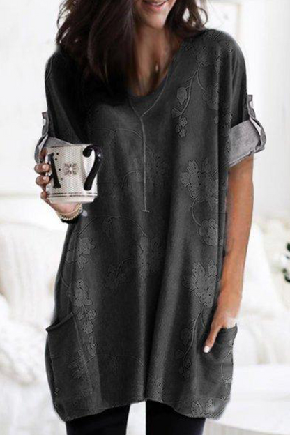 Vestidos rectos con cuello en V y estampado de patchwork (5 colores)