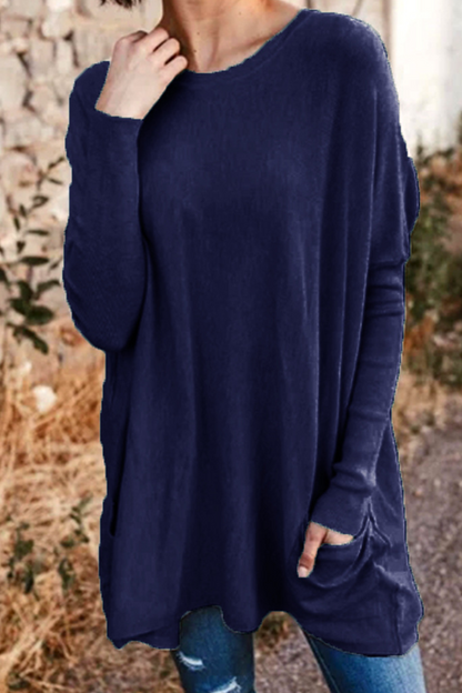 Casual Solid Patchwork O Neck Tops(10 Colors)
