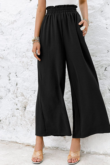 Pantalones casuales de retazos sólidos, sueltos, de cintura alta y pierna ancha, de color liso (10 colores)