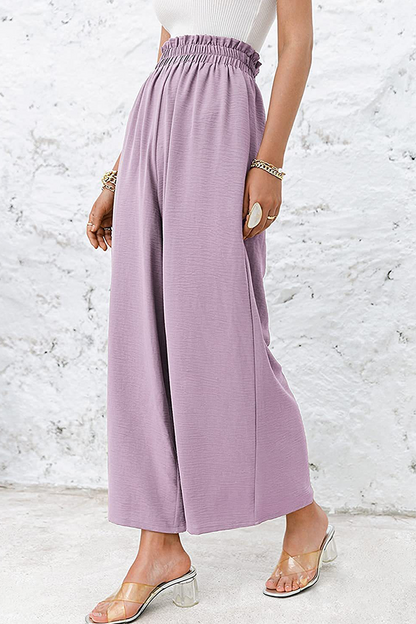 Pantalones casuales de retazos sólidos, sueltos, de cintura alta y pierna ancha, de color liso (10 colores)