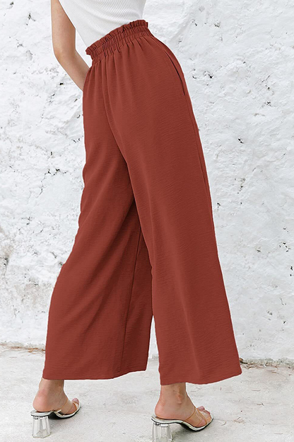Pantalones casuales de retazos sólidos, sueltos, de cintura alta y pierna ancha, de color liso (10 colores)