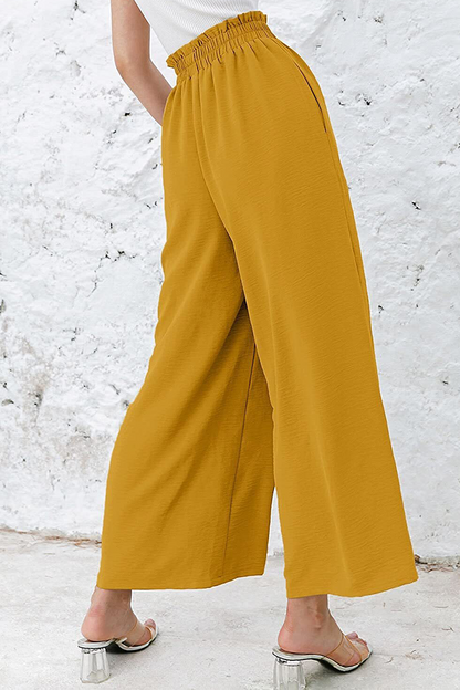 Pantalones casuales de retazos sólidos, sueltos, de cintura alta y pierna ancha, de color liso (10 colores)