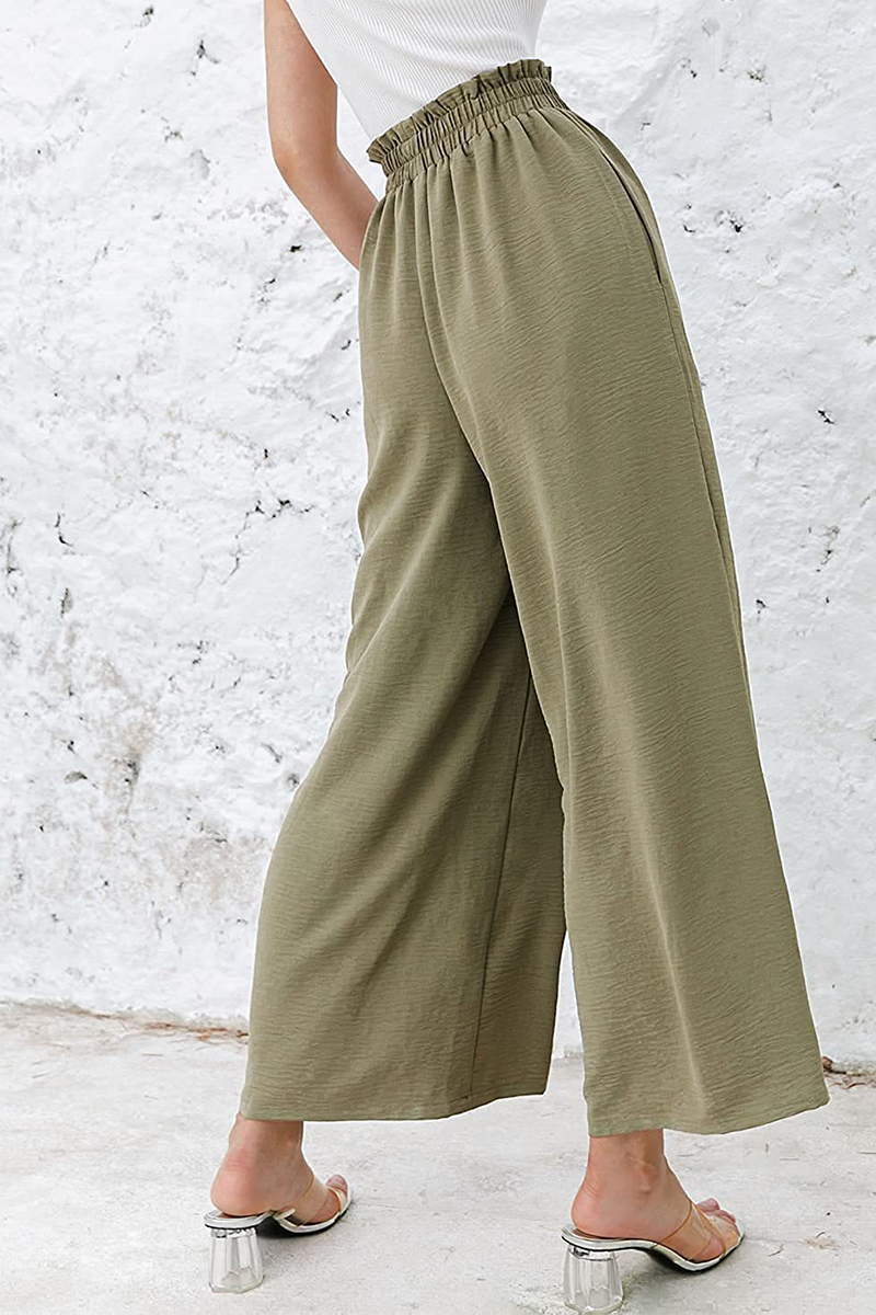 Pantalones casuales de retazos sólidos, sueltos, de cintura alta y pierna ancha, de color liso (10 colores)