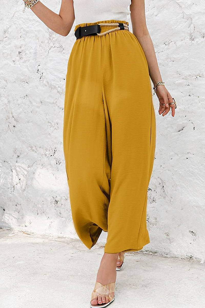 Pantalones casuales de retazos sólidos, sueltos, de cintura alta y pierna ancha, de color liso (10 colores)