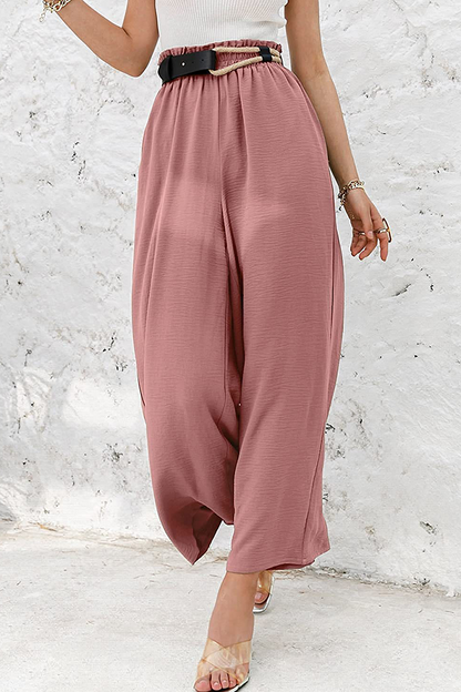 Pantalones casuales de retazos sólidos, sueltos, de cintura alta y pierna ancha, de color liso (10 colores)