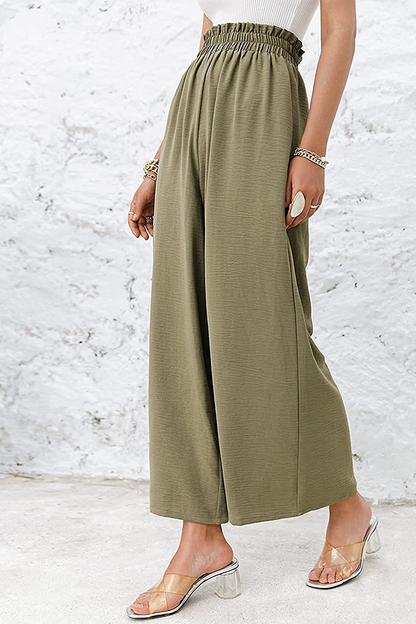 Pantalones casuales de retazos sólidos, sueltos, de cintura alta y pierna ancha, de color liso (10 colores)