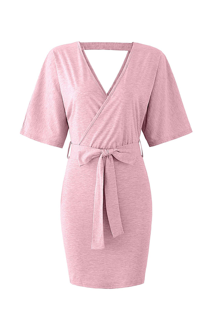 Vestidos de moda con falda lápiz y escote en V ahuecado (4 colores)