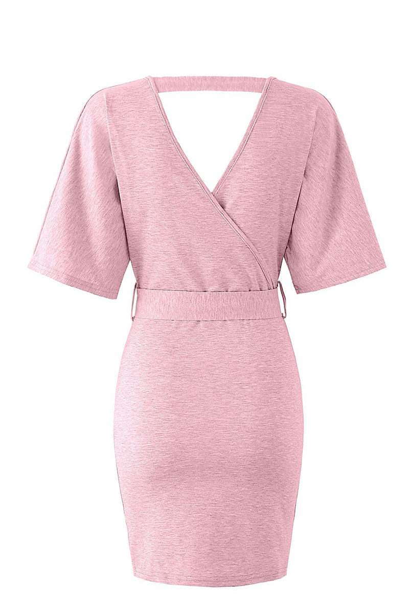 Vestidos de moda con falda lápiz y escote en V ahuecado (4 colores)