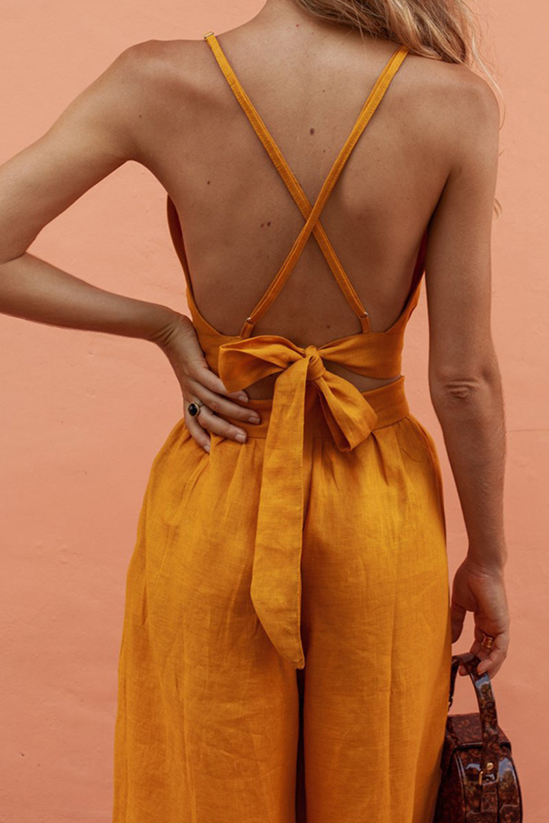 Conjunto informal de dos piezas con tirantes finos, sin mangas y parches lisos
