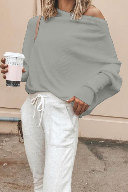 Tops casuales de un solo hombro con parches sólidos (5 colores)
