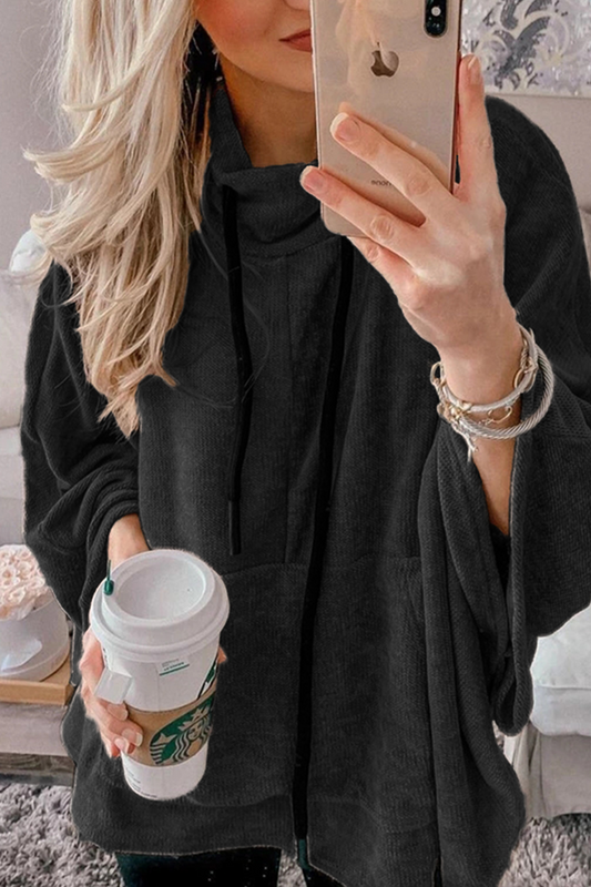 Sudadera con capucha de cuello alto, estilo moderno, con cordón ajustable (4 colores)