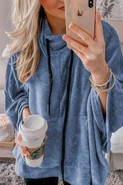 Sudadera con capucha de cuello alto, estilo moderno, con cordón ajustable (4 colores)
