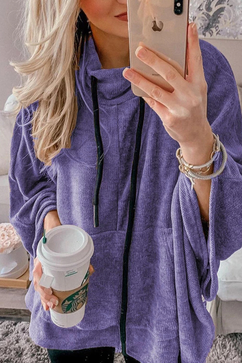 Sudadera con capucha de cuello alto, estilo moderno, con cordón ajustable (4 colores)