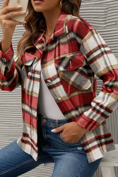 Tops casuales de cuello vuelto con patchwork a cuadros (6 colores)