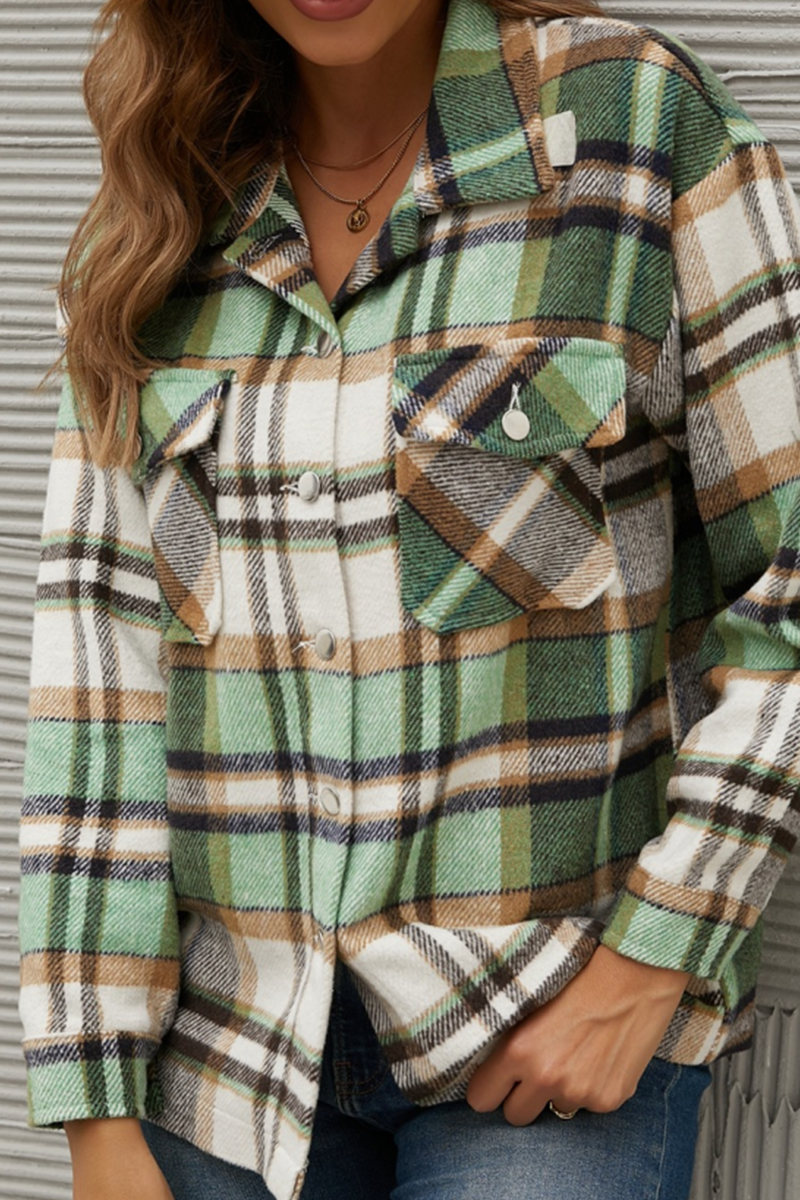 Tops casuales de cuello vuelto con patchwork a cuadros (6 colores)