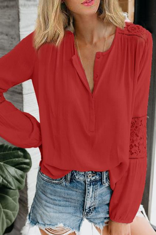 Tops de cuello en V con parches sólidos de moda (4 colores)