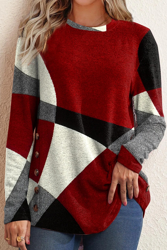Suéteres casuales con cuello redondo y estampado de patchwork (5 colores)