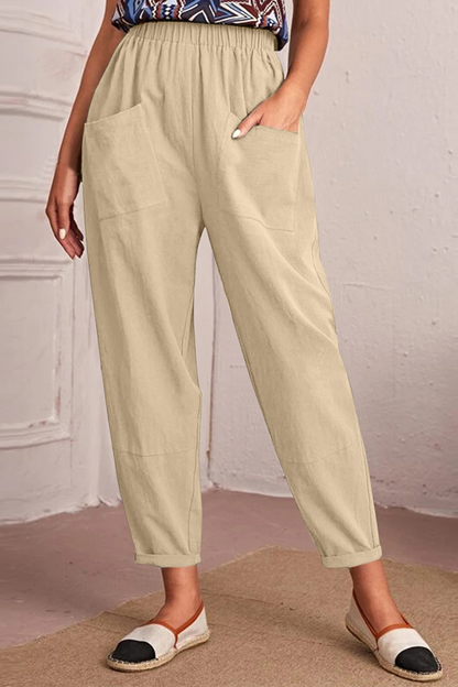 Pantalones Harlan casuales de talle medio con parches sólidos (4 colores)