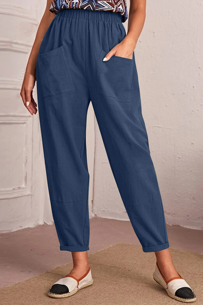 Pantalones Harlan casuales de talle medio con parches sólidos (4 colores)