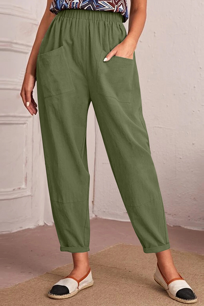 Pantalones Harlan casuales de talle medio con parches sólidos (4 colores)