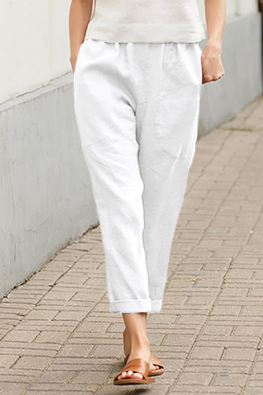 Pantalones Harlan informales de talle medio con parches lisos (7 colores)
