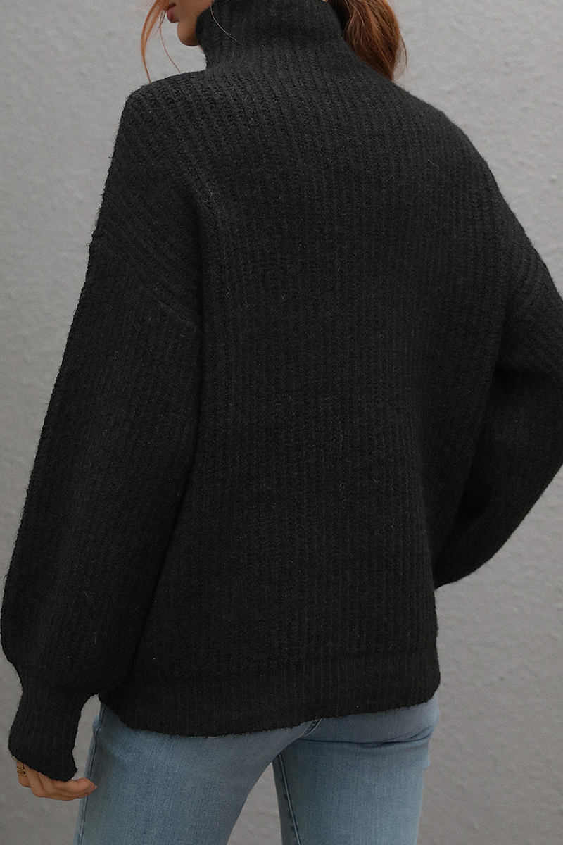 Suéteres casuales de cuello alto con parches lisos (6 colores)