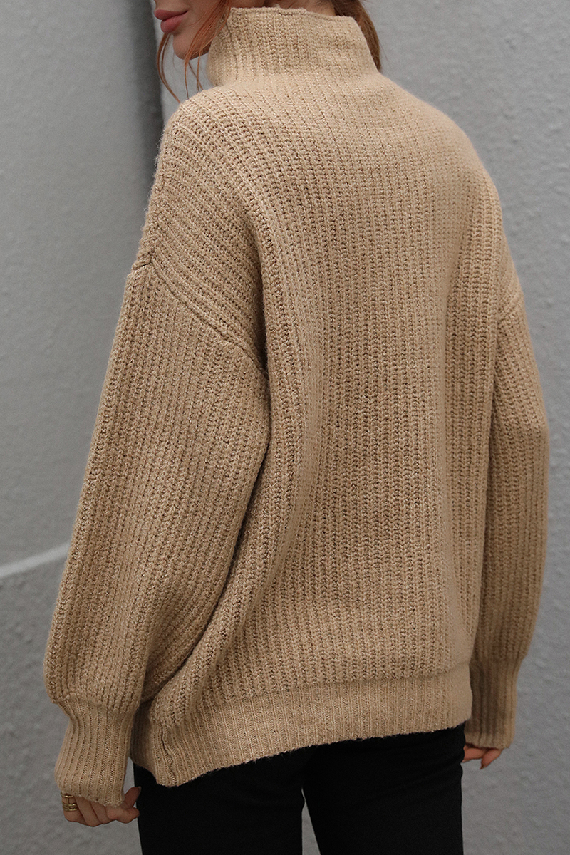 Suéteres casuales de cuello alto con parches lisos (6 colores)