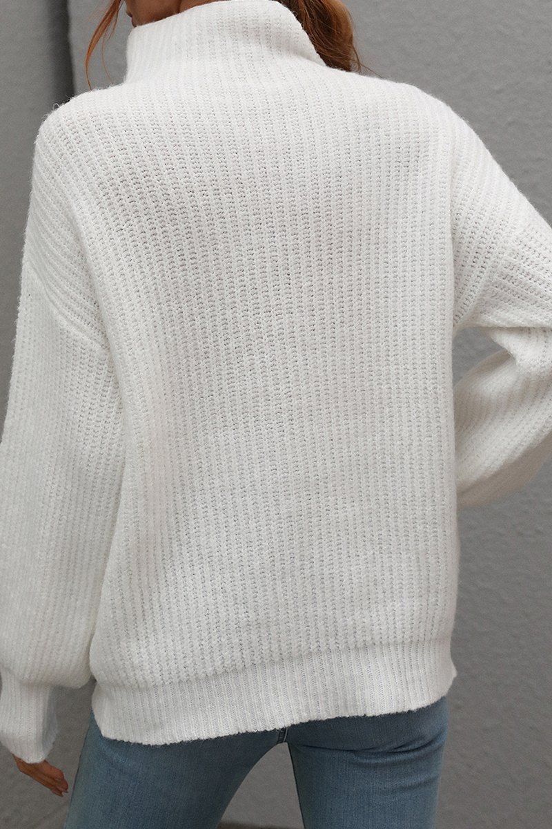 Suéteres casuales de cuello alto con parches lisos (6 colores)