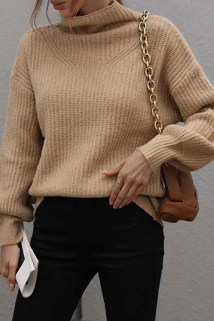 Suéteres casuales de cuello alto con parches lisos (6 colores)