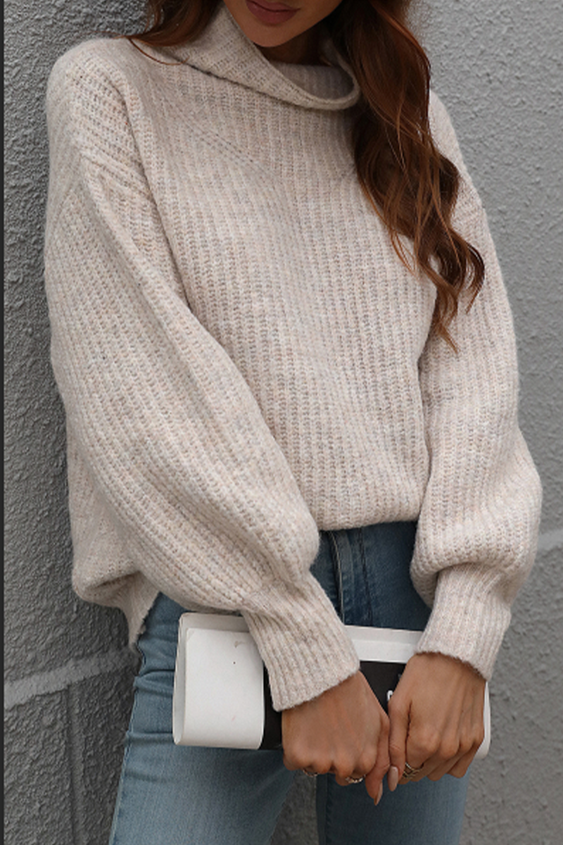 Suéteres casuales de cuello alto con parches lisos (6 colores)