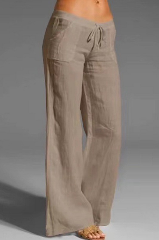 Pantalones casuales de retazos sólidos, sueltos, de cintura media, con pierna ancha, de color liso (8 colores)