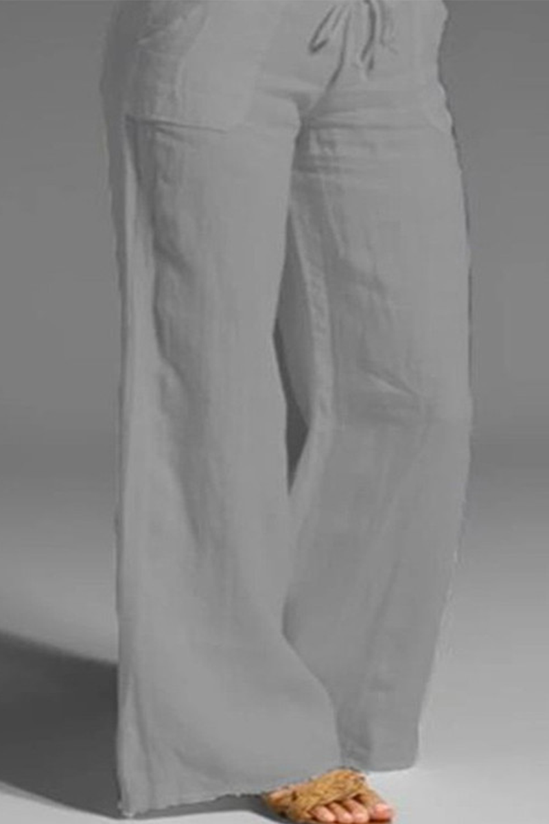 Pantalones casuales de retazos sólidos, sueltos, de cintura media, con pierna ancha, de color liso (8 colores)