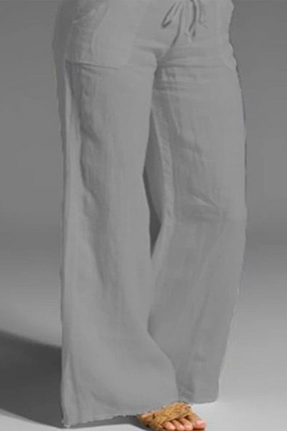 Pantalones casuales de retazos sólidos, sueltos, de cintura media, con pierna ancha, de color liso (8 colores)