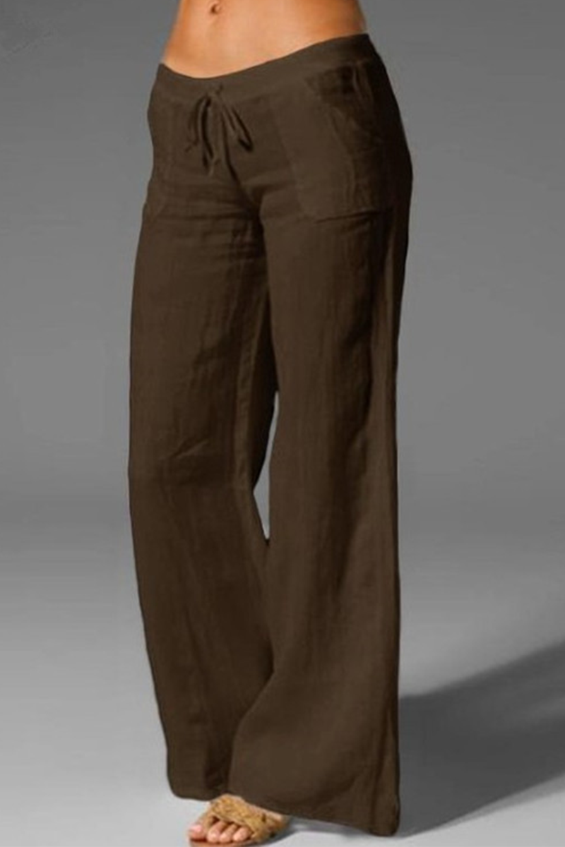 Pantalones casuales de retazos sólidos, sueltos, de cintura media, con pierna ancha, de color liso (8 colores)