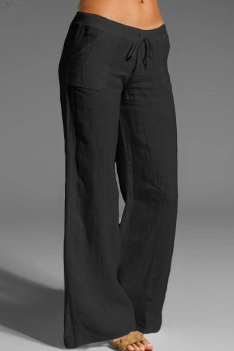 Pantalones casuales de retazos sólidos, sueltos, de cintura media, con pierna ancha, de color liso (8 colores)