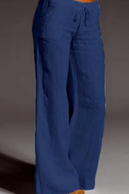 Pantalones casuales de retazos sólidos, sueltos, de cintura media, con pierna ancha, de color liso (8 colores)