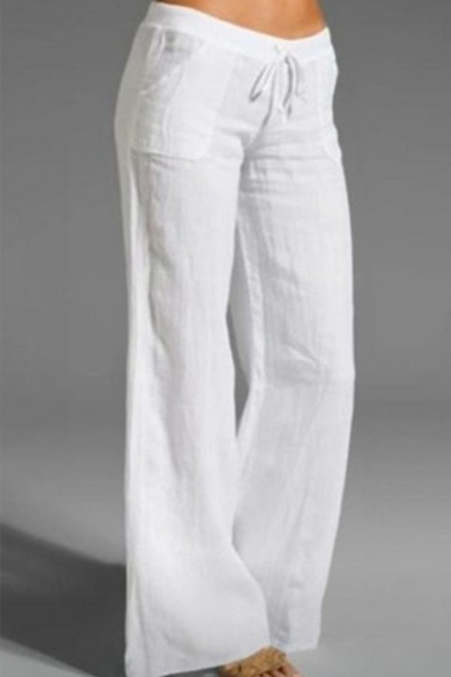 Pantalones casuales de retazos sólidos, sueltos, de cintura media, con pierna ancha, de color liso (8 colores)
