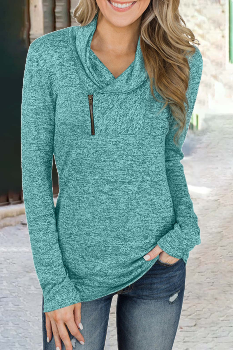Tops casuales de cuello en U con parches sólidos (5 colores)