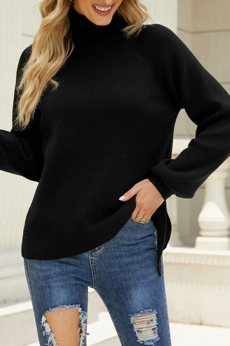 Suéteres casuales de cuello redondo con frenillo liso (5 colores)
