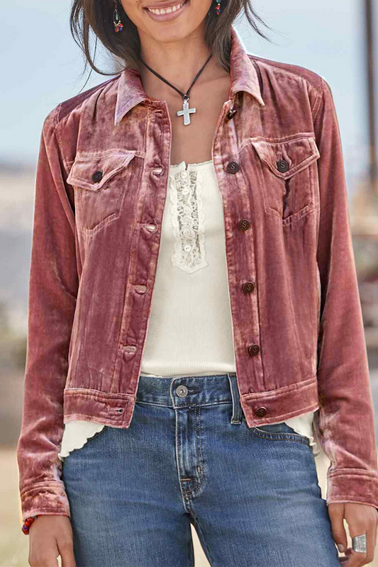 Prendas de abrigo informales con cuello vuelto y parches lisos (4 colores)