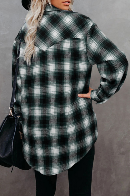 Blusas casuales de cuello vuelto con patchwork a cuadros (6 colores)